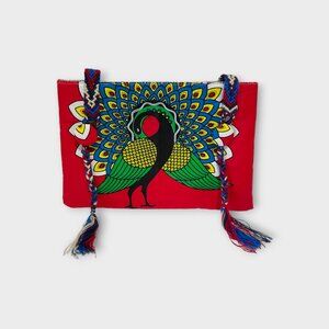 Ankara clutch/ make up bag peacock NEW